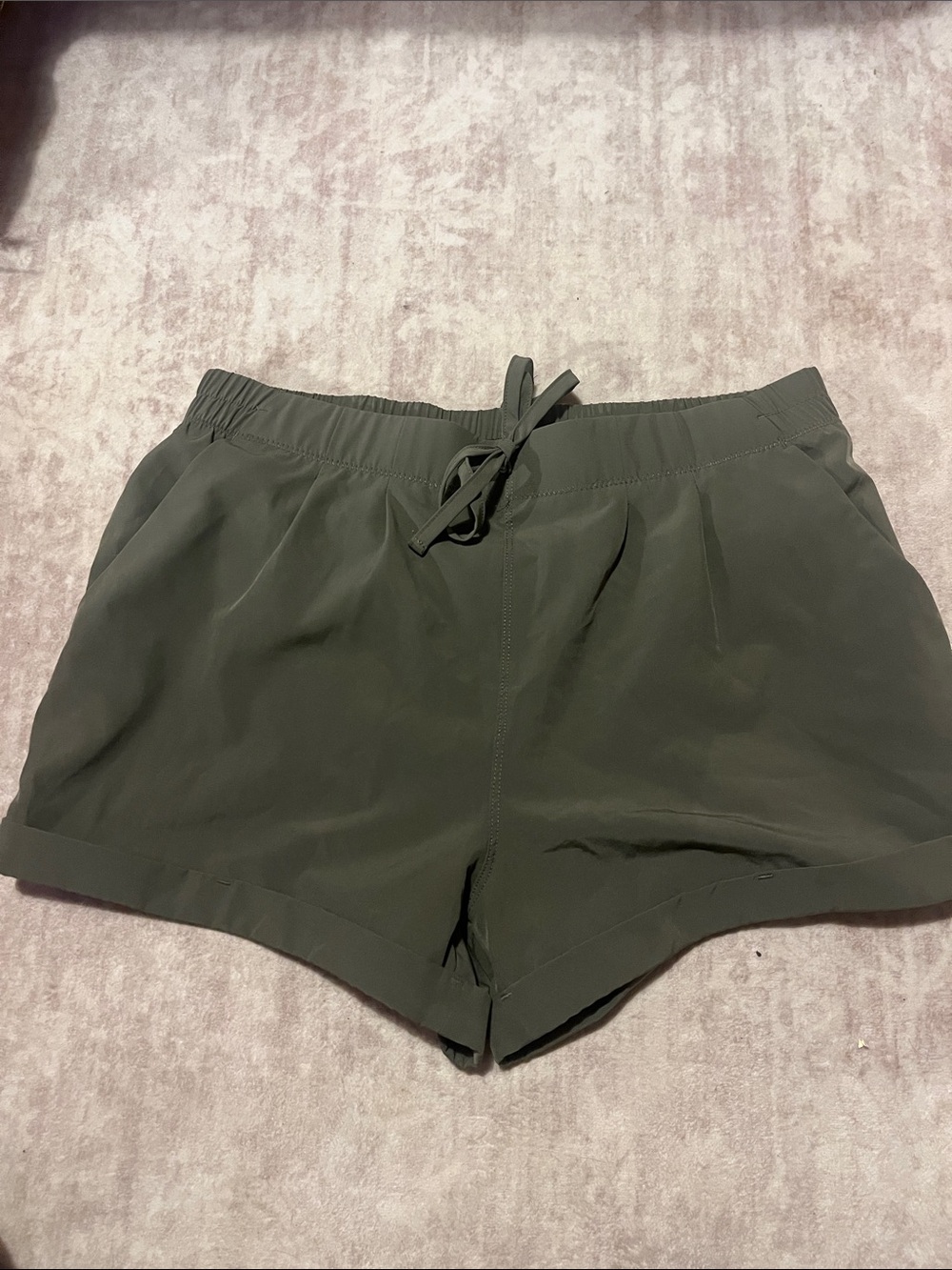 Women's Olive Green Athletic Drawstring Shorts
